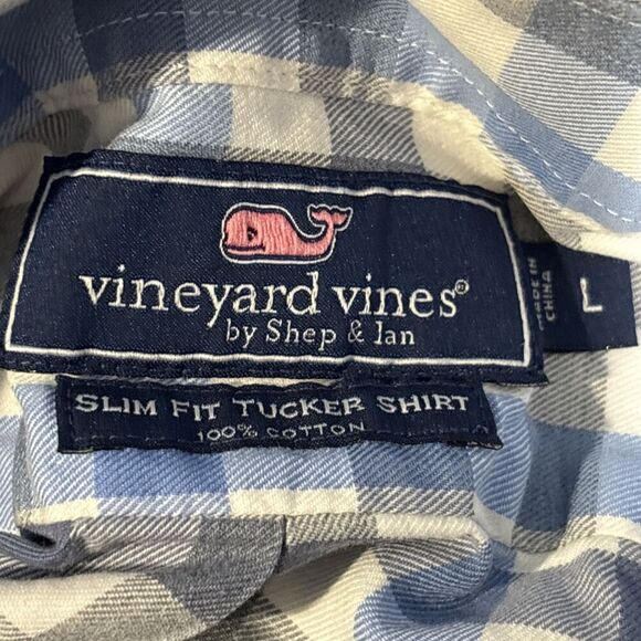 Vineyard Vines Men's Button Down Slim Fit Tucker Shirt Whale Blue Grey Large - Picture 5 of 16